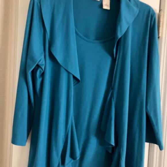 Beautiful fall color turquoise 2fer blouse - Size M - Picture 1 of 3